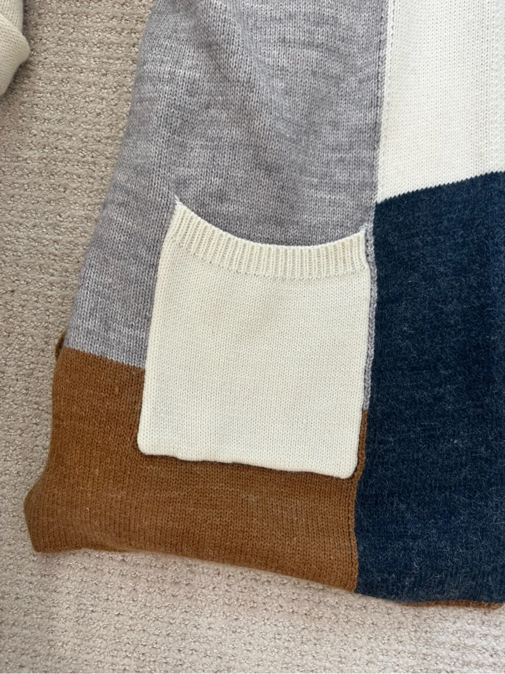 JODIFL Colorblock Open-Front Cardigan - Cream, Brown, Gray, Blue